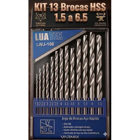 Jogo 13 Brocas Para Metal Aço Rapido Hss Profissional