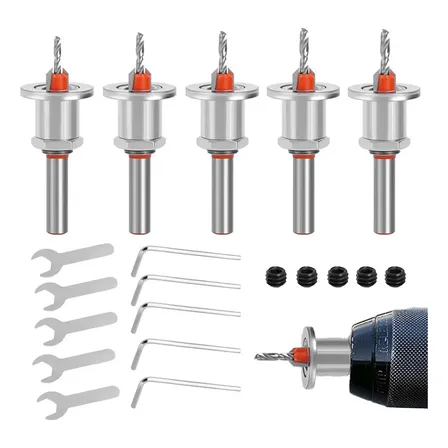 5pc Escareador Com Limitador Ajustavel P/ Madeira Com Broca