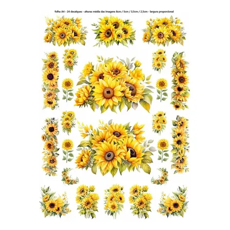 Decalque Hidro Transfer Folha A4 - Flores Girassol