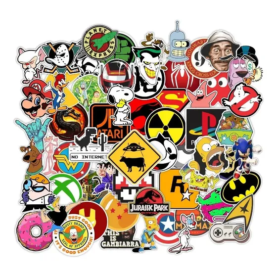 64x Adesivos Desenho Nerd's Personagens Nostalgia Antigo 8