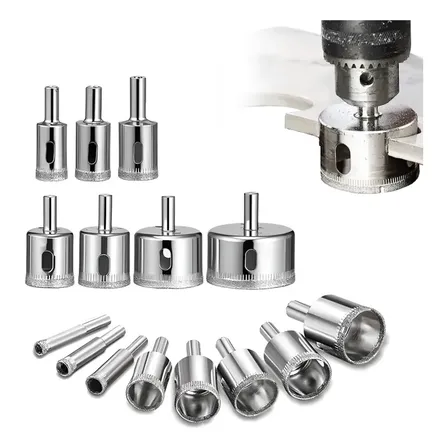 Kit 15 Pçs Brocas Copo Diamantadas Vidro Ceramica 6-50mm