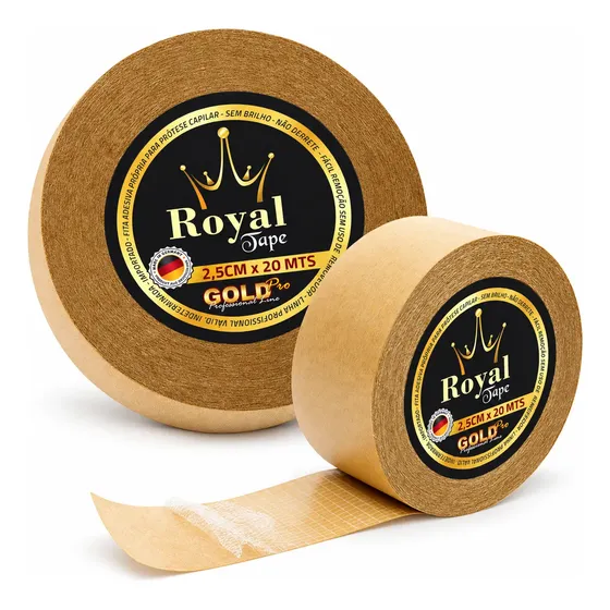 Fita Dupla Face Royal Tape Gold Pro 20m Prótese Capilar 25mm