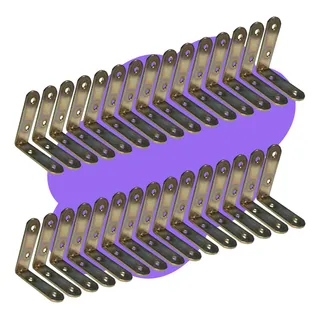 30 Cantoneiras Suporte União P/ Madeira 60x60x19mm L Aço