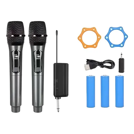 Kit 2 Microfone Sem Fio Recarregável Profissional Dinâmico