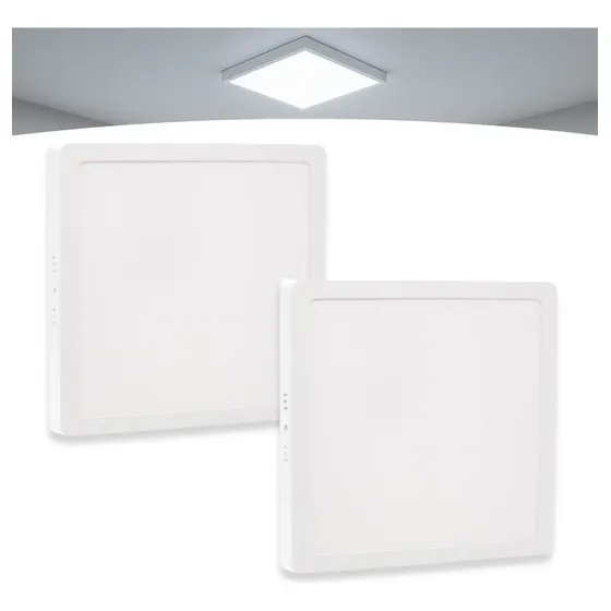Kit 2 Plafon LED Quadrado RY 25W Sobrepor Branco Frio Teto