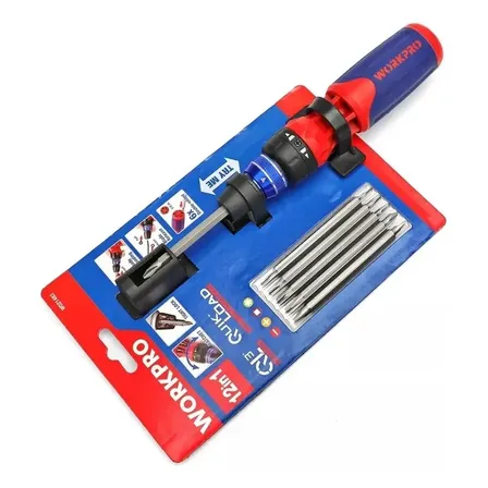 Chave Catraca 12 Em 1 Troca Rapida Bits Workpro Profissional