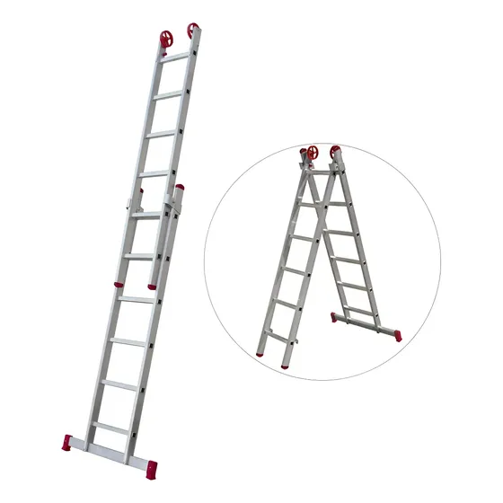 Escada Extensível Alumínio 12 Degraus Botafogo 1.85-2.62m 150Kg Prateado