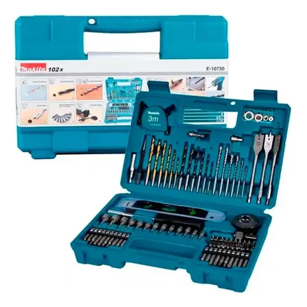 Kit Com Brocas Soquetes E Bits 102 Pecas Makita E-10730 Nf