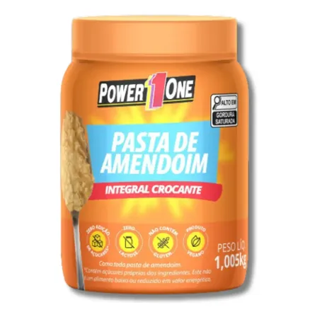 Pasta de Amendoim Integral Power One 1kg Vegana Sem Glúten