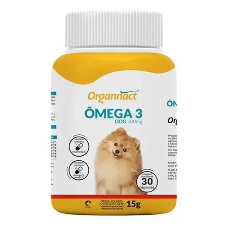 Organnact Ômega 3 Dog 500mg Suplemento Para Cães 15g