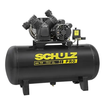 Compressor De Ar 110l Schulz Pro Csv 10/110 2hp Pistão Preto 220v Monofásica