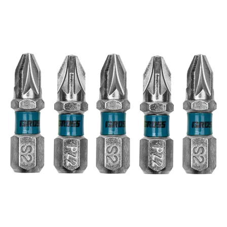 Bits Pozidriv Pz2, Aco Cromo Molibdenio, 5pcs // Gross