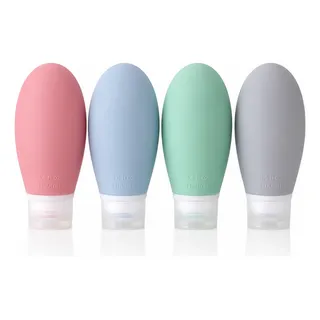 Kit Viagem 4 Frascos Silicone Pote 90ml Porta Creme Shampoo
