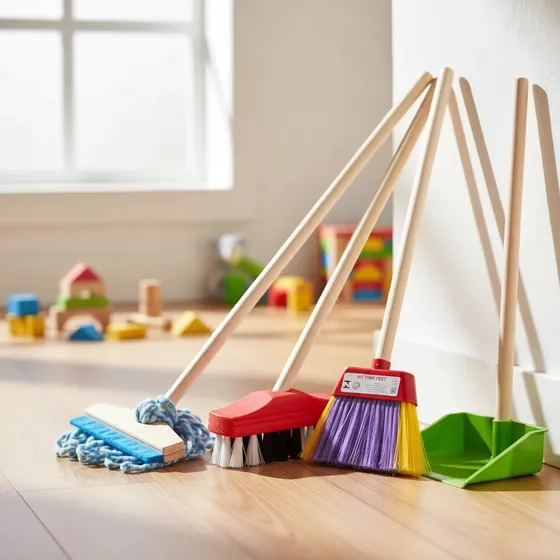 Kit Vassouras Rodo E Pazinha Limpeza Infantil 4 Peças