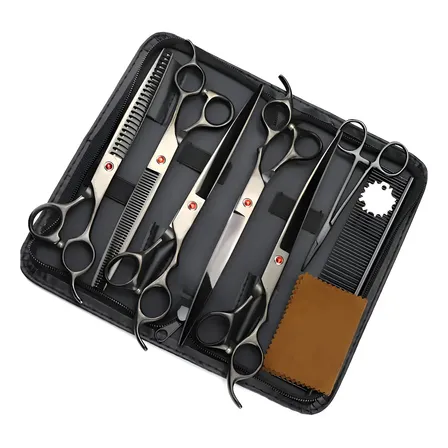 Tesouras Pet Shop Profissionais Banho Tosa Profissional 7kit 7 Pcs