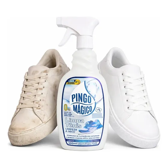 Limpa Tenis Premium Limpeza Profunda Spray A Seco Sapato Azul-claro