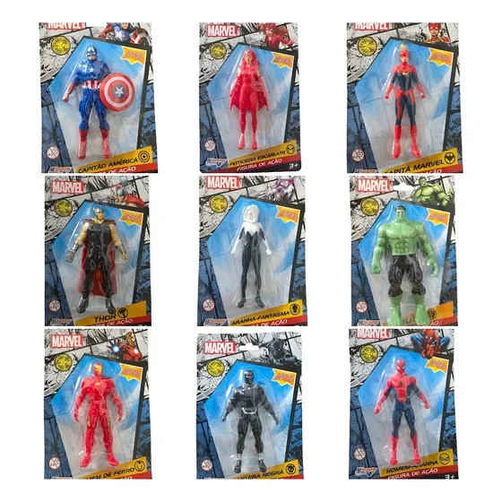 Kit 9 Bonecos Miniatura Super Heróis Dc Marvel Heroes All