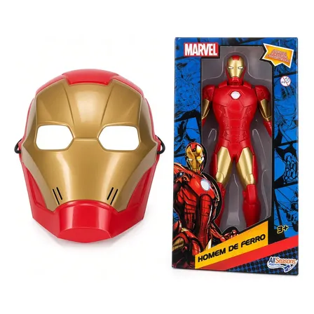 Kit Homem De Ferro, Boneco + Máscara Diversão Garantida