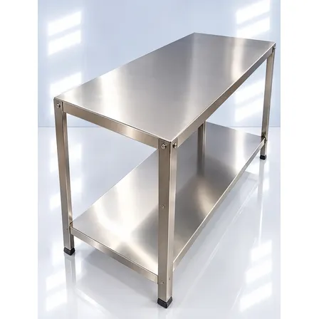 Mesa Bancada Em Inox Açougue 120x50cm 2 Prateleiras Cozinha
