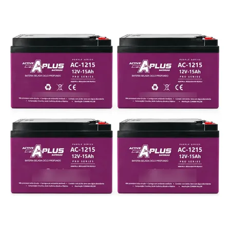 Kit 4 Bateria Bike Elétrica 12v 15ah 48v Ciclo Profundo