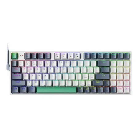 Teclado Gamer Machenike K500-b94 Qwerty Us English Cor Branco Com Luz Rgb Machenike Red Inglês Us