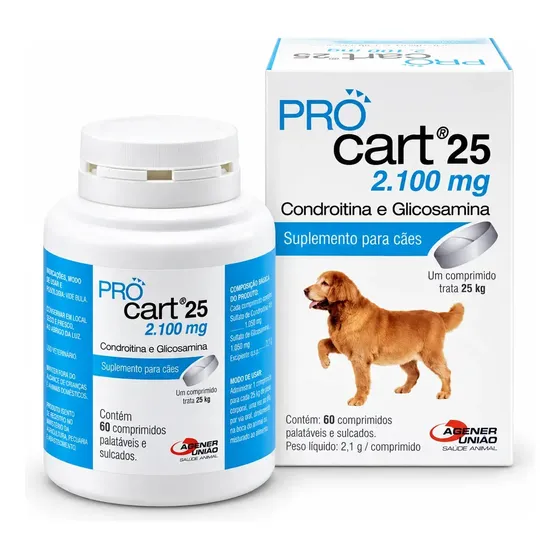 Procart Agener União Suplemento Condroitina Glucosamina Cães 60 Comprimidos