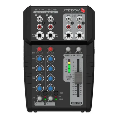 Mesa De Som Stetsom Stm0602 De 2 Canais Com Equalização De 4 Bandas 12v