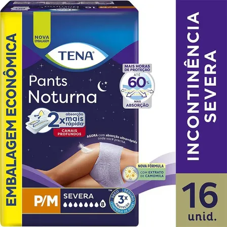 Roupa Íntima Descartável Tena Pants Noturna P/M 16 Unidades