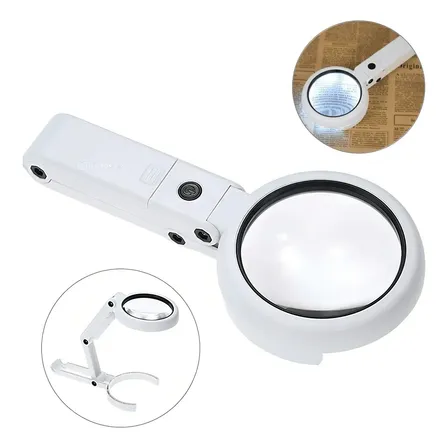 Lupa Circular De Mão E Mesa Luz Led Portátil Ampliação 11x
