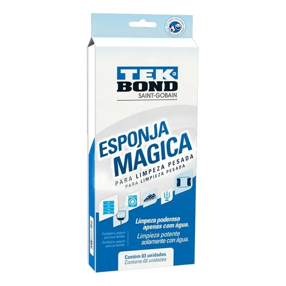 Esponja Mágica Tekbond Limpeza Pesada Espuma Poliuretano 3 Unidades