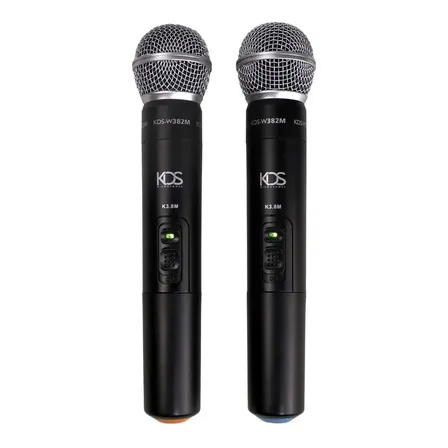 Microfone Duplo Bastão Sem Fio Kds-w382m Uhf Xlr Kadosh Cor Preto
