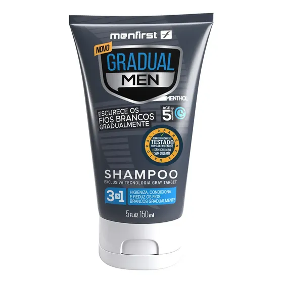 Shampoo Escurecedor de cabelos Brancos Gradual Men 150ml (para cabelos pretos)