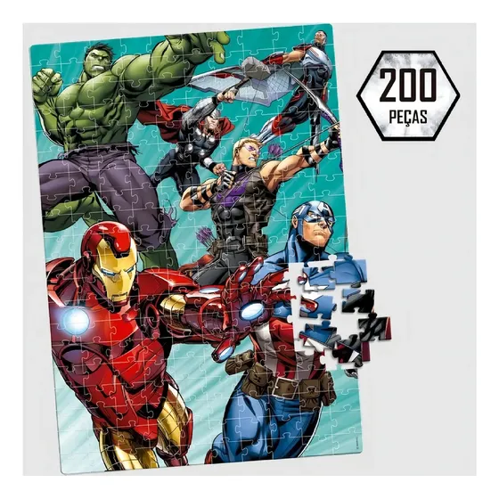 Quebra Cabeça Marvel Os Vingadores 200 Peças - Toyster 8041