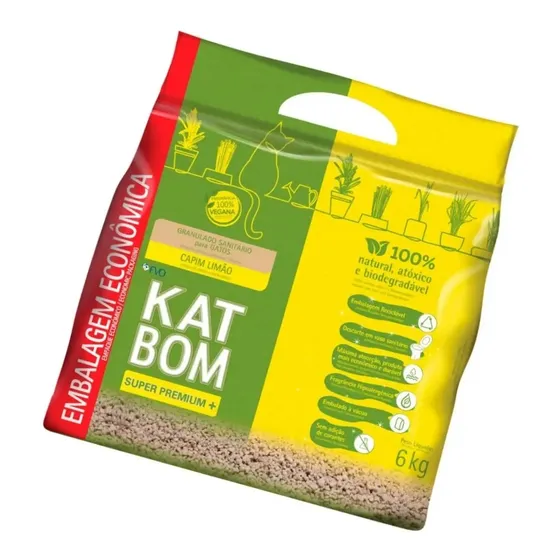 Pedras sanitárias para gatos Katbom Capim Economic Lemon 6 kg