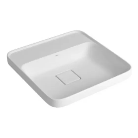 Cuba de Sobrepor com Mesa Quadrada Deca 40x40cm Branco Slim - L.21040.M.17