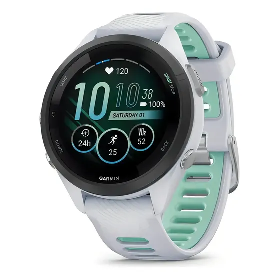 Smartwatch Garmin Forerunner 265s Sport Branco, Tela 1.1", Caixa 42mm, Pulseira Silicone, GPS, Bluetooth, NFC