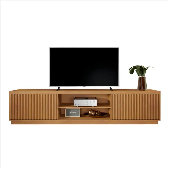 Rack para TV 75 Polegadas Mavaular Ripado 2 Portas Cor Naturalle