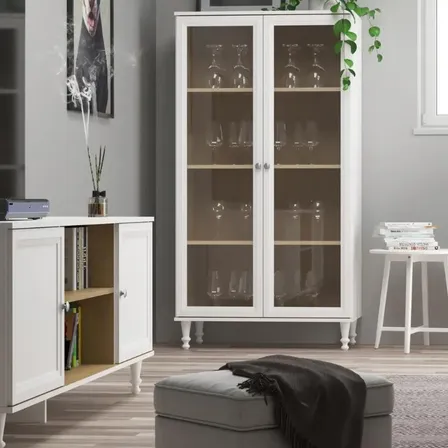 Cristaleira Est. P/ Livros Ditália 2 Pt Vidro E-957 Cozy Cor Branco