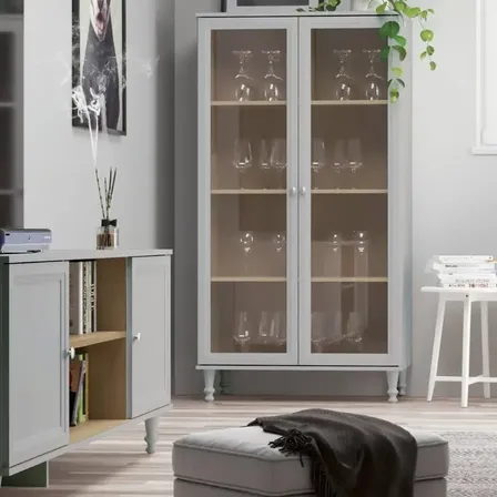 Cristaleira Est. P/ Livros Ditália 2 Pt Vidro E-957 Cozy Cor Cinza