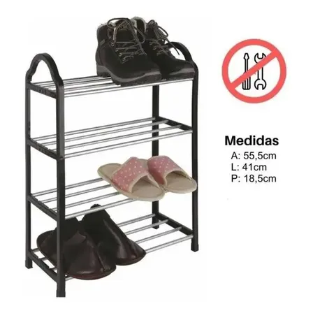 Sapateira Prateleira De Sapatos Multiuso Estante Organizador Cor Preto