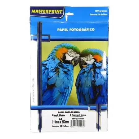 Papel Fotografico Glossy 180g A4 Masterprint 20 Folhas