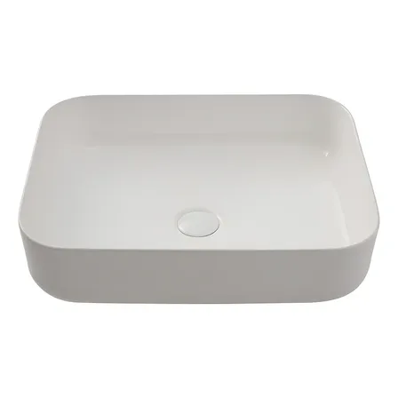 Cuba de apoio slim retangular para banheiro cerâmica 50.5 x 39.5cm fluorita branco Pingoo.casa