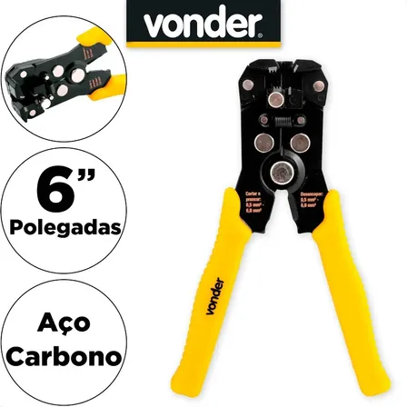 Vonder Alicate Desencapador De Fios Corta E Prensa Terminais Amarelo E Preto