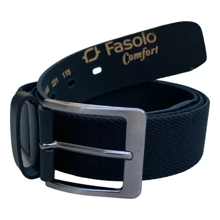 Cinto Masculino Couro Legítimo E Elástico Reforçado Fasolo Premium G188 Cor Preto Tamanho 110 Geométrico