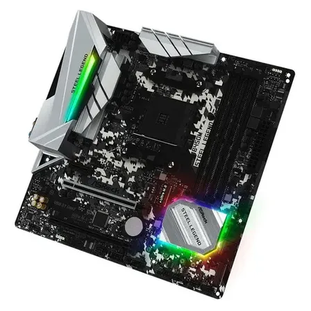 Placa-Mãe ASRock B450M Steel Legend AM4 DDR4 M-ATX com 2 Slots M.2
