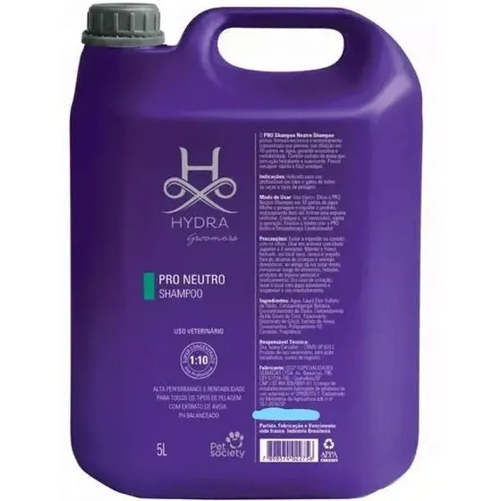 Shampoo Neutro Pet Society Hydra Groomers Super Concentrado 5L Cães e Gatos