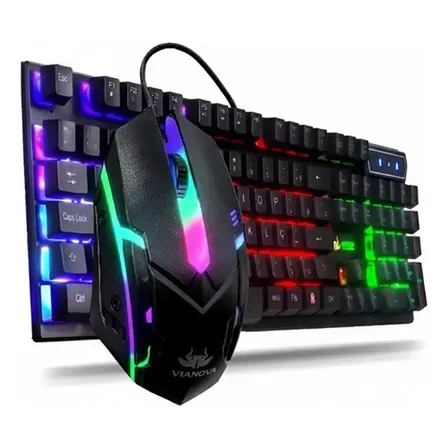 Kit Teclado E Mouse Gamer Knup Mecânico Rgb, Usb Para Pc Preto