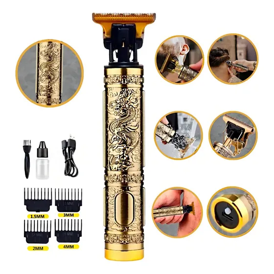 Máquina Cortar Cabelo Profissional Bivolt Sem Fio Aço Inox Coba Recarregável