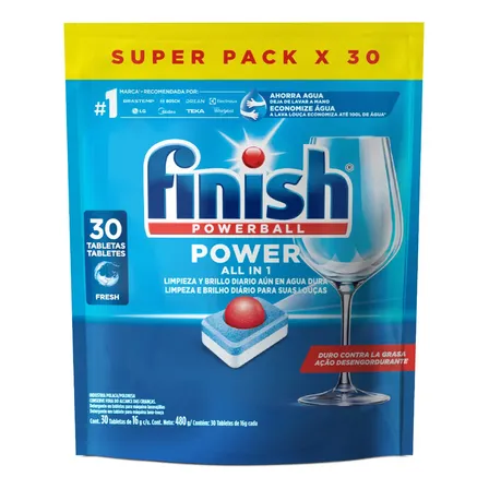 Finish Powerball Detergente para Lava Louças em Tabletes 30 unidades