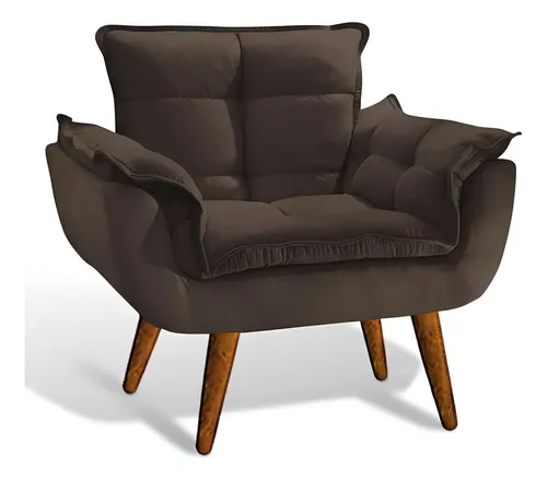 Poltrona Decorativa Opala Para Sala Confortável Arapongas Co Cor Marrom